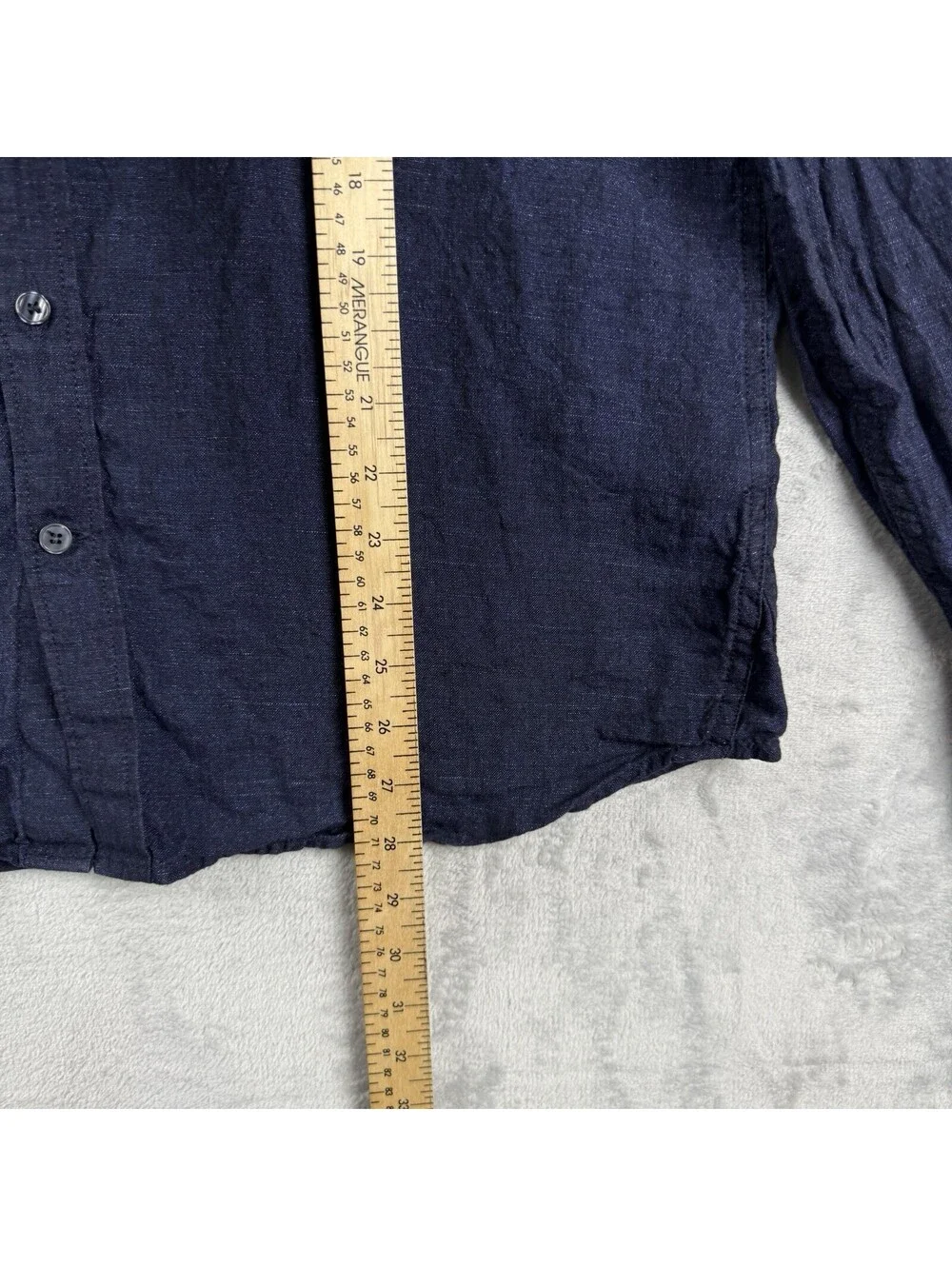 Banana Republic Men’s M Navy Linen Blend Standard Fit Long Sleeve Button Shirt